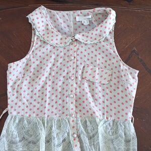 Aniina Pink and White Polka Dot Sleeveless Blouse.#22A